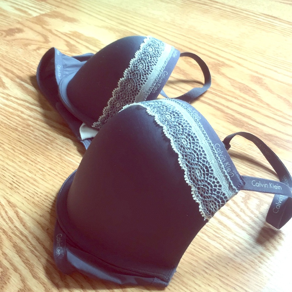 Calvin Klein Grey & Cream Push-Up Bra